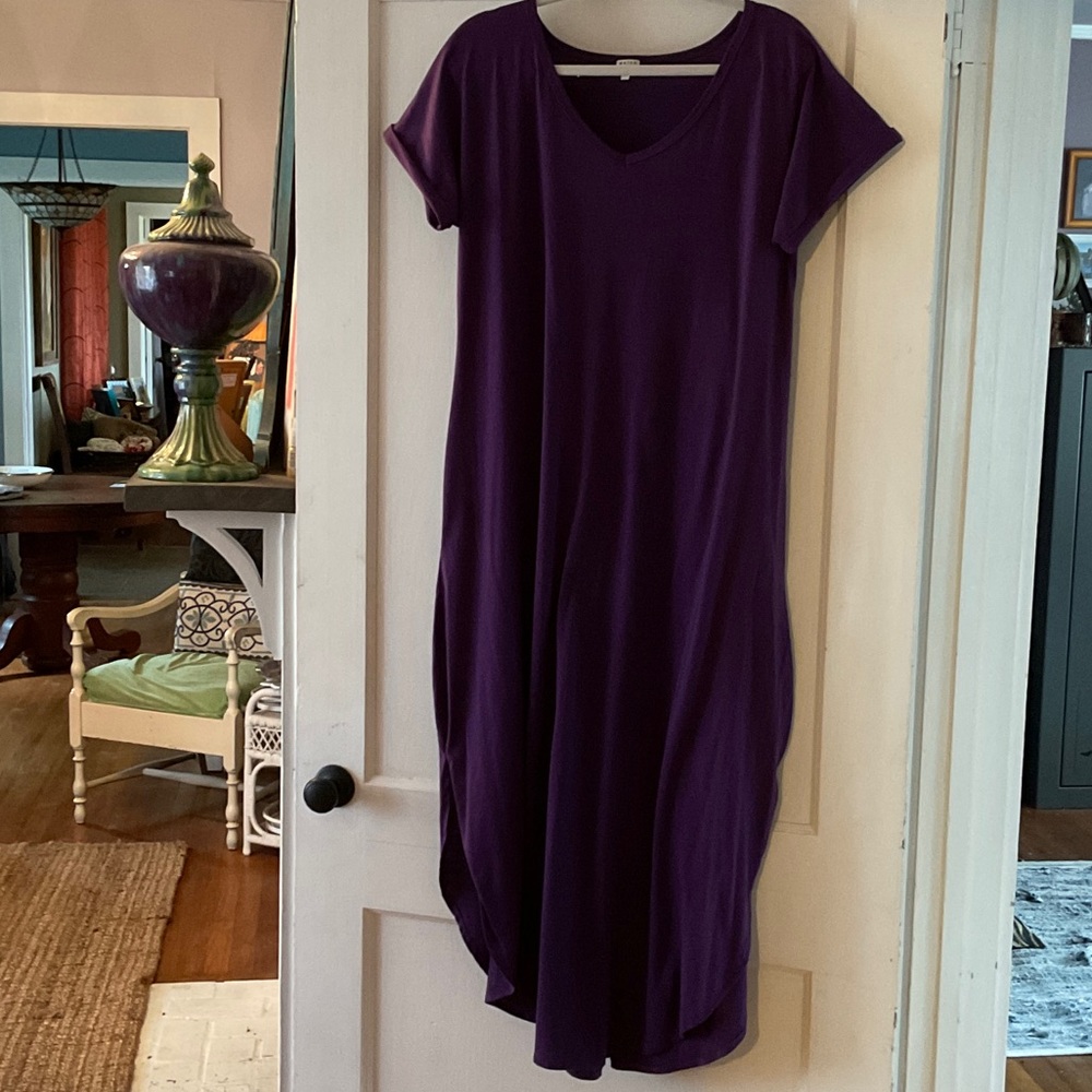 Purple V-Neck Women's Dress